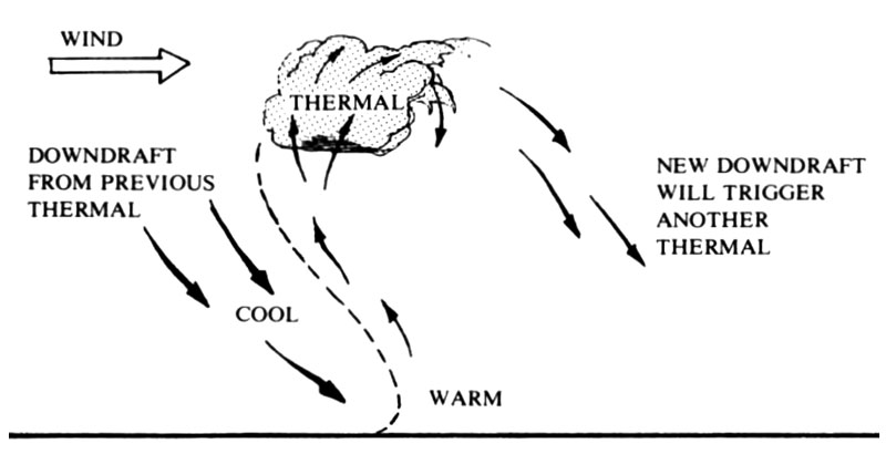 کتاب درک آسمان برای خلبانان پاراگلایدر | فصل دهم: دانش ترمال (Thermal Lore) 22 شکل ۲۰۶ – ترمال در باد که یک ترمال جدید را راهاندازی میکند