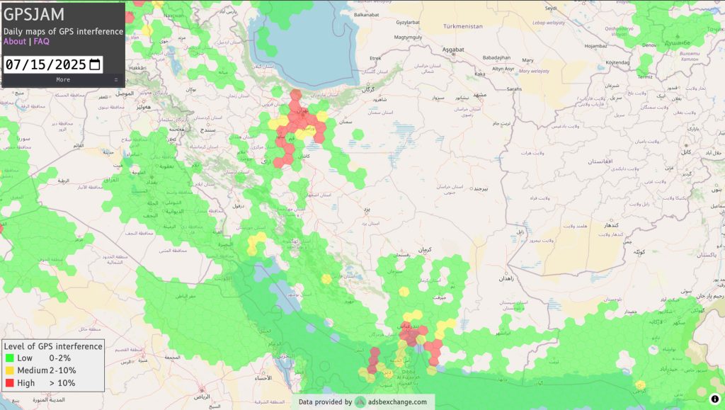 همه چیز در مورد جی پی اس (GPS) جمینگ و اختلالات آن 1 نقشه اختلال جی پی اس