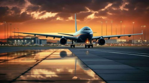 ai-generated-runway-plane-airport-background-photo